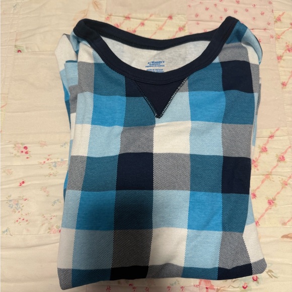 Blue and White Plaid Long Sleeve pajama set - Picture 3 of 3